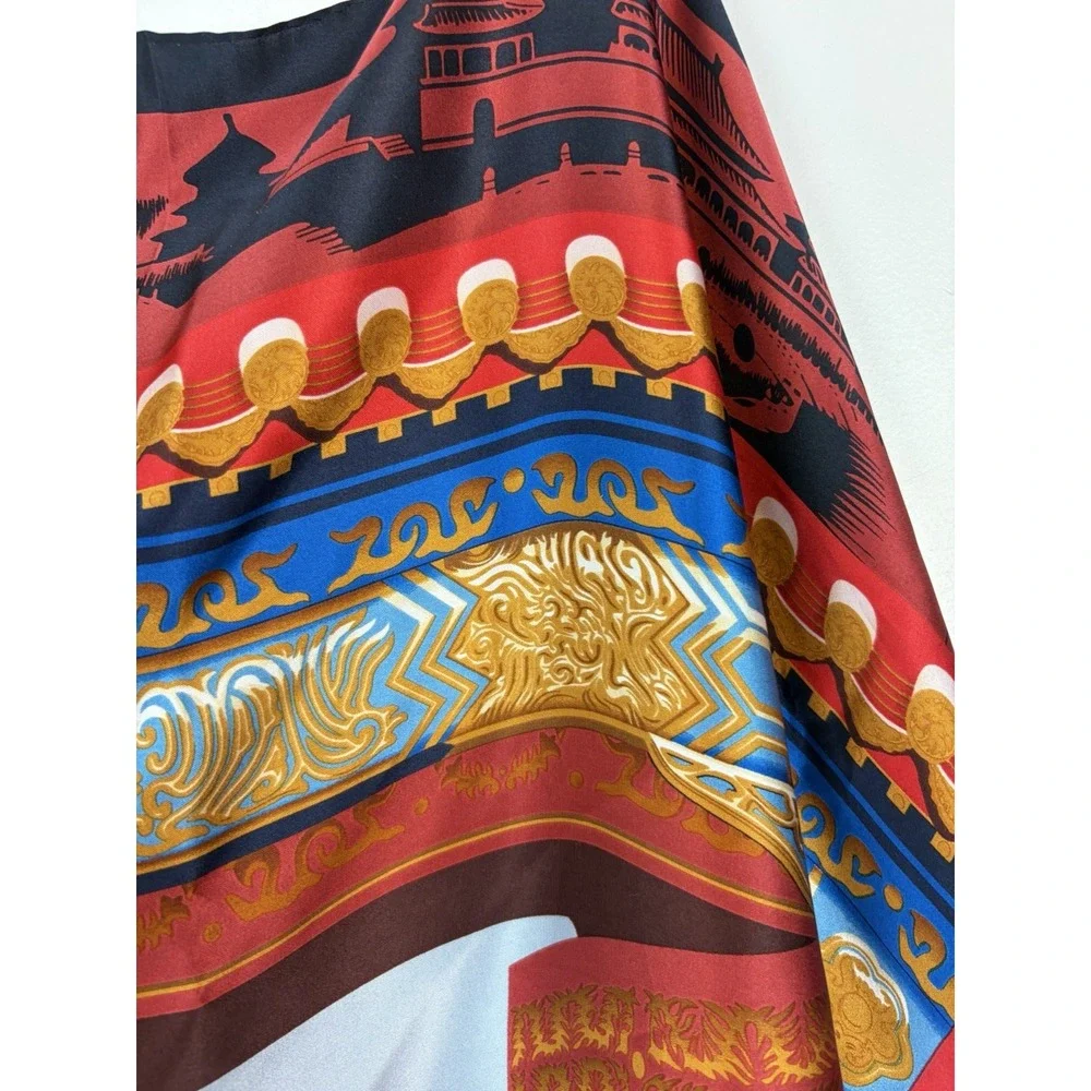 100% Silk Scarf Women Chinese Square Bandana Wrap Career Old Monay Office